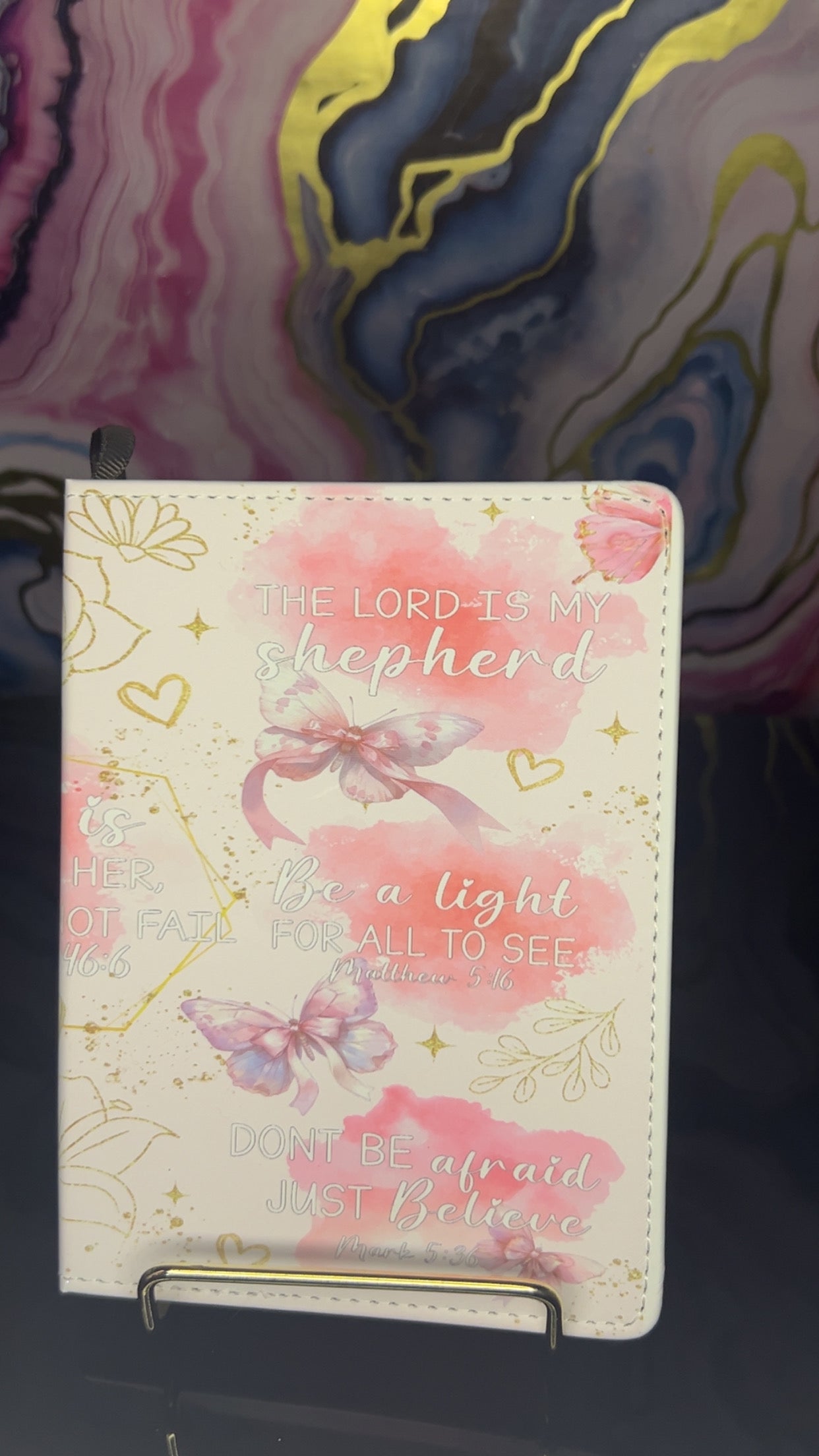 Bible Verses Cup and Journal Set with Inspirational Quotes and Butterfly Design