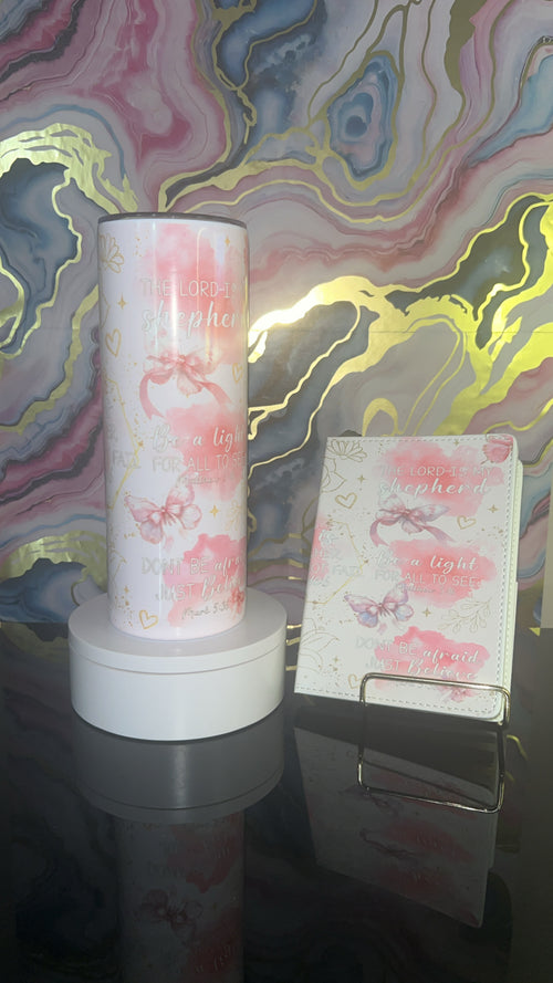 Bible Verses Cup and Journal Set with Inspirational Quotes and Butterfly Design